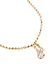 Gold Plated Double Cubic Zirconia Teardrop Pendant Necklace - link has visual effect only
