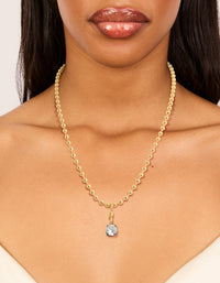 Mixed Metal Plated Cubic Zirconia Pendant & Ball Chain Necklace - link has visual effect only