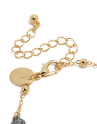 Mixed Metal Plated Cubic Zirconia Stone & Ball Chain Bracelet - link has visual effect only