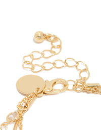 Gold Plated Cubic Zirconia Bezel Stone Bracelets 3-Pack - link has visual effect only