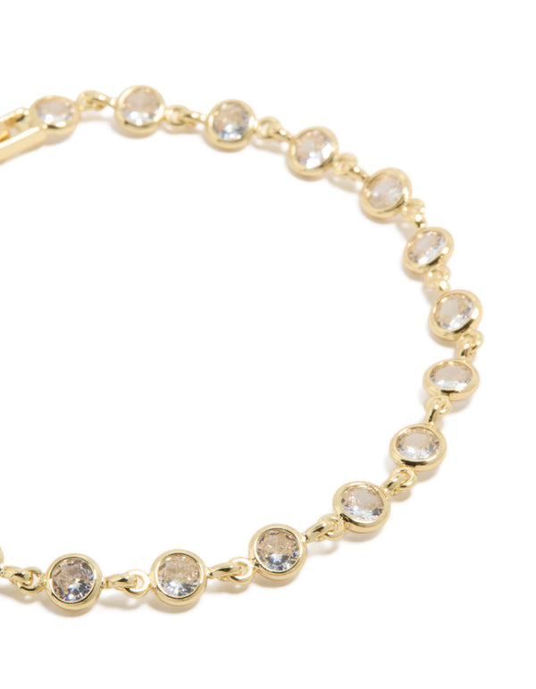 Gold Plated Bezel Cubic Zirconias Tennis Bracelet