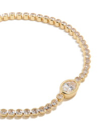 Gold Plated Cubic Zirconia Oval Tennis Bracelet - link has visual effect only