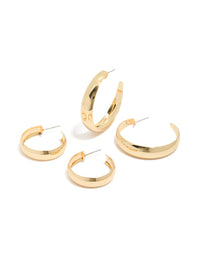 Gold Plated Medium & Large Hoop Earrings 2-Pack - link has visual effect only