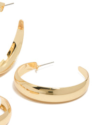 Gold Plated Medium & Large Hoop Earrings 2-Pack - link has visual effect only