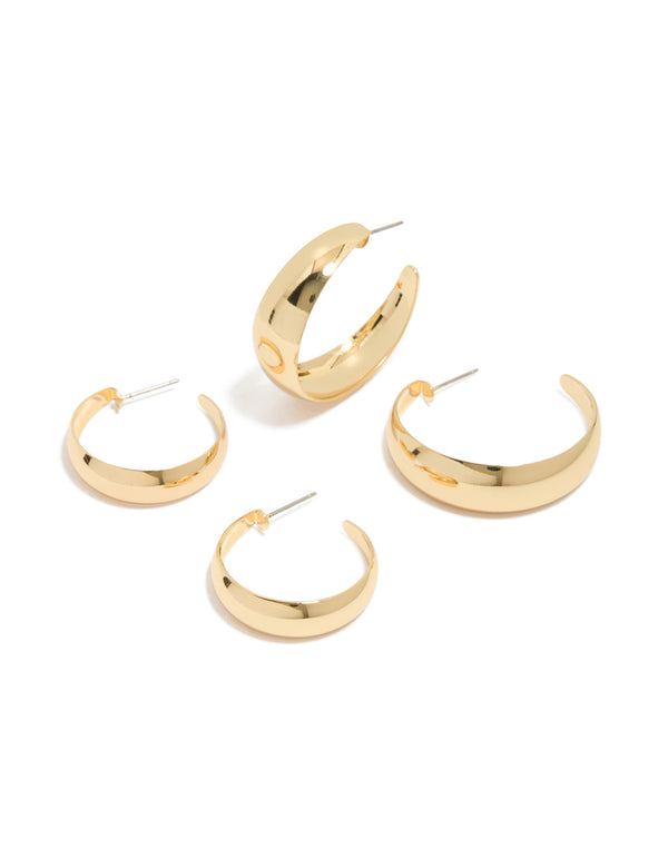 Gold Plated Medium Hoop Earrings 2-Pack