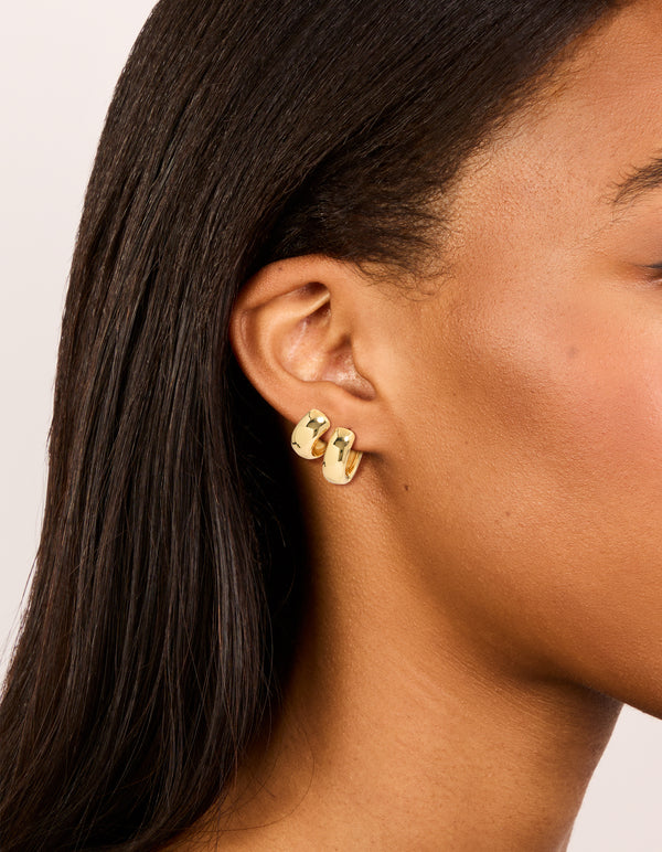 Gold Plated Huggie Earrings 2-Pack