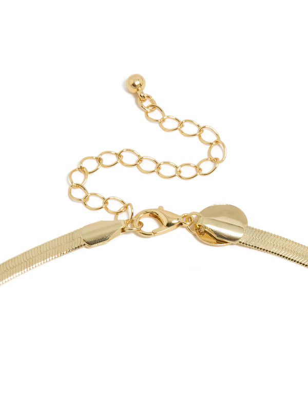 Gold Plated Cubic Zirconia & Snake Chain Necklace