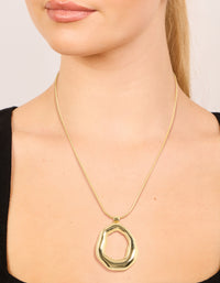 Gold Plated Organic Circle Pendant Necklace - link has visual effect only