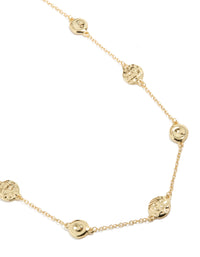 Gold Plated Long Molten Circle Discs Charm Necklace - link has visual effect only