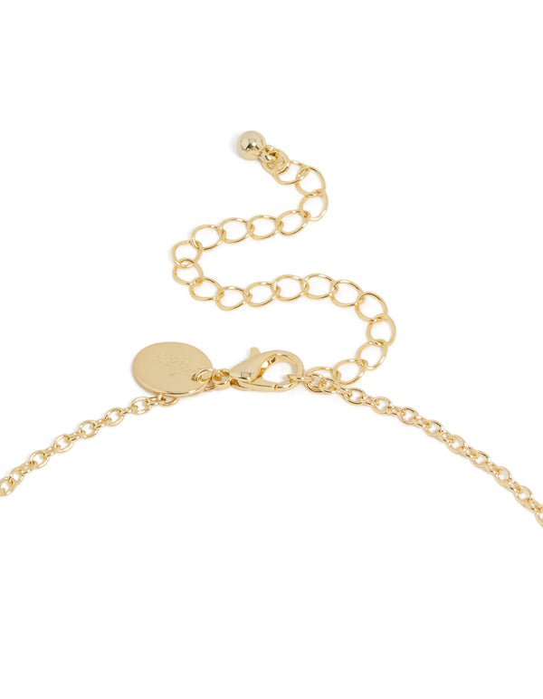Gold Plated Long Molten Circle Discs Charm Necklace