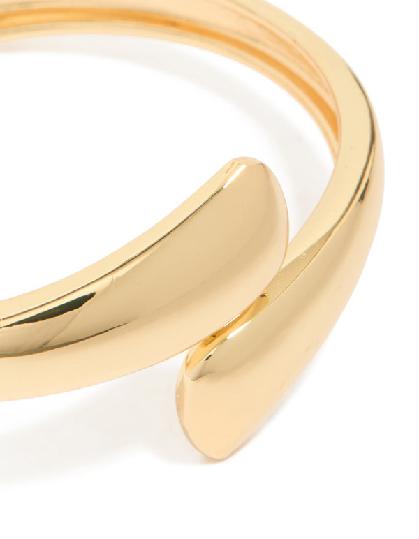 Gold Plated Flat Teardrop Hinged Bangle