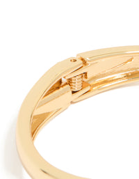 Gold Plated Flat Teardrop Hinged Bangle - link has visual effect only