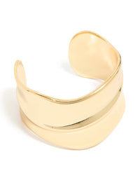 Gold Plated Wide Organic Wrist Cuff - link has visual effect only