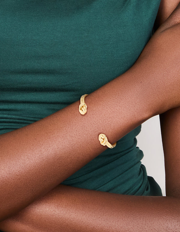 Gold Plated Double Knotted Centre Wrist Cuff