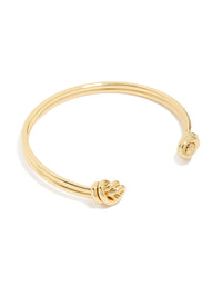 Gold Plated Double Knotted Centre Wrist Cuff - link has visual effect only