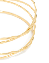 Gold Plated Multi Cross Textured Arm Cuff - link has visual effect only