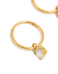Gold Plated Surgical Steel Cubic Zirconia Drop Sleeper Earrings - link has visual effect only