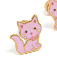Kids Gold Plated Surgical Steel Cat Flat Back Studs - link has visual effect only