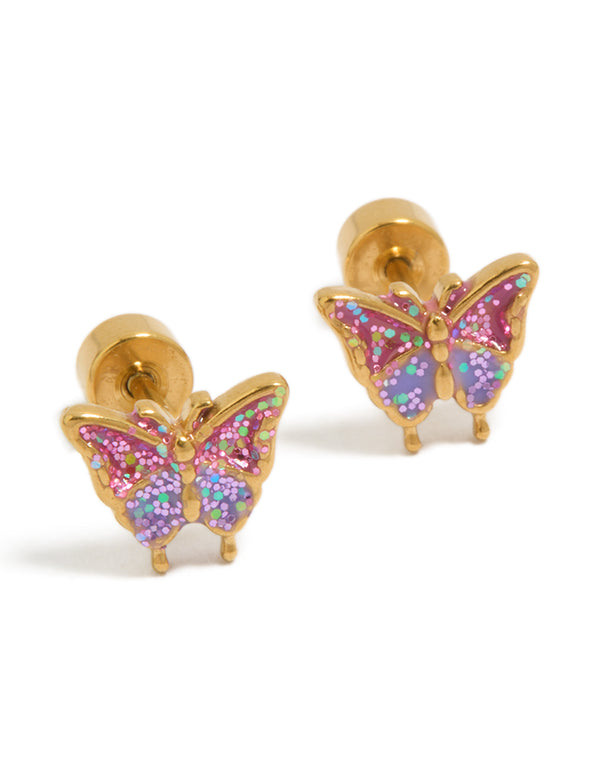Gold Plated Surgical Steel Flower Flat Back Studs