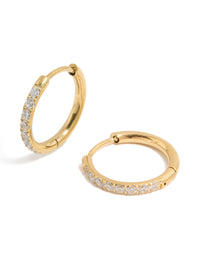 Kids Gold Plated Surgical Steel Cubic Zirconia Sleeper Earrings - link has visual effect only