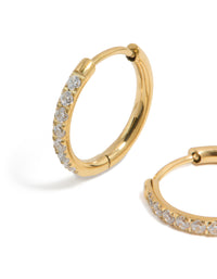 Kids Gold Plated Surgical Steel Cubic Zirconia Sleeper Earrings - link has visual effect only