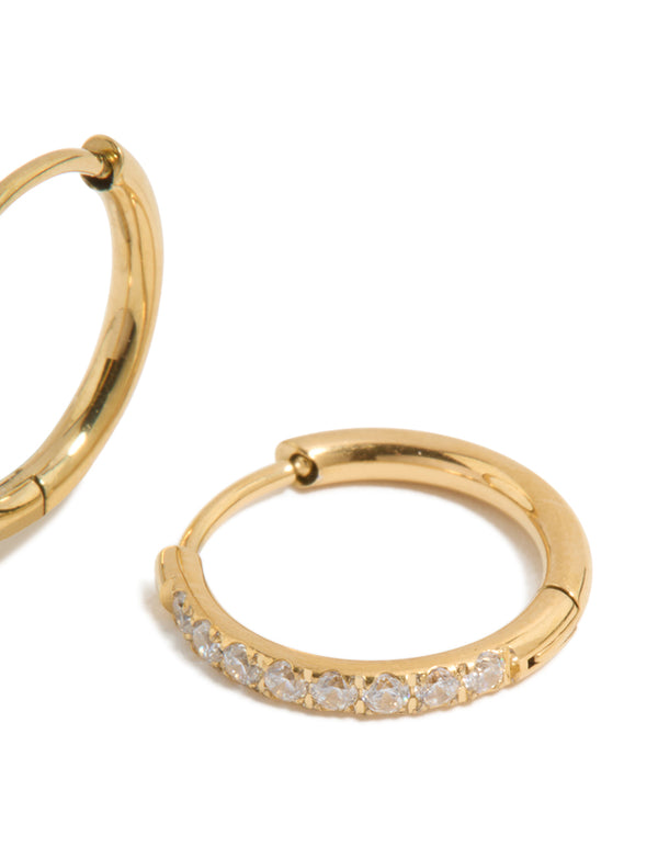 Kids Gold Plated Surgical Steel Cubic Zirconia Sleeper Earrings