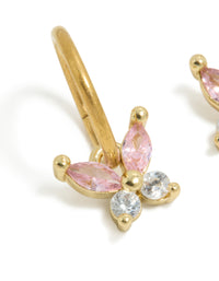 Kids Gold Plated Surgical Steel Cubic Zirconia Butterfly Sleeper  Earrings - link has visual effect only
