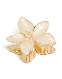 Gold Cream Enamel Tropical Stem Hair Claw Clip - link has visual effect only
