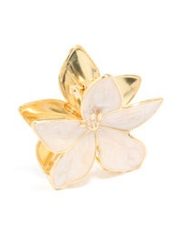 Gold Cream Enamel Tropical Stem Hair Claw Clip - link has visual effect only