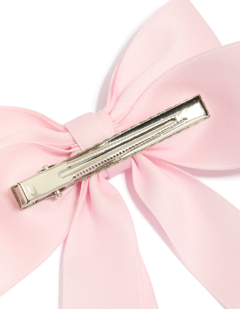 Featuring a bow in solid print with light pink statement hair clip detail view