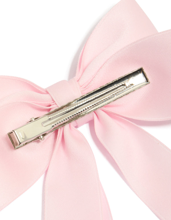 Pink Fabric Double Layer Bow Clip