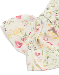 Pink & Yellow Printed Flowers Fabric Bow Clip - link has visual effect only