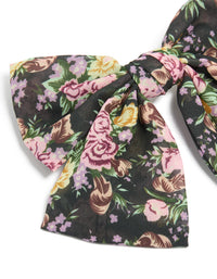 Black Printed Flowers Large Bow Clip - link has visual effect only