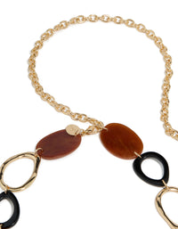 Gold, Black Coated Metal & Acrylic Link Belt - link has visual effect only