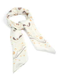 White Paisley Swirl Printed Fabric Scarf - link has visual effect only