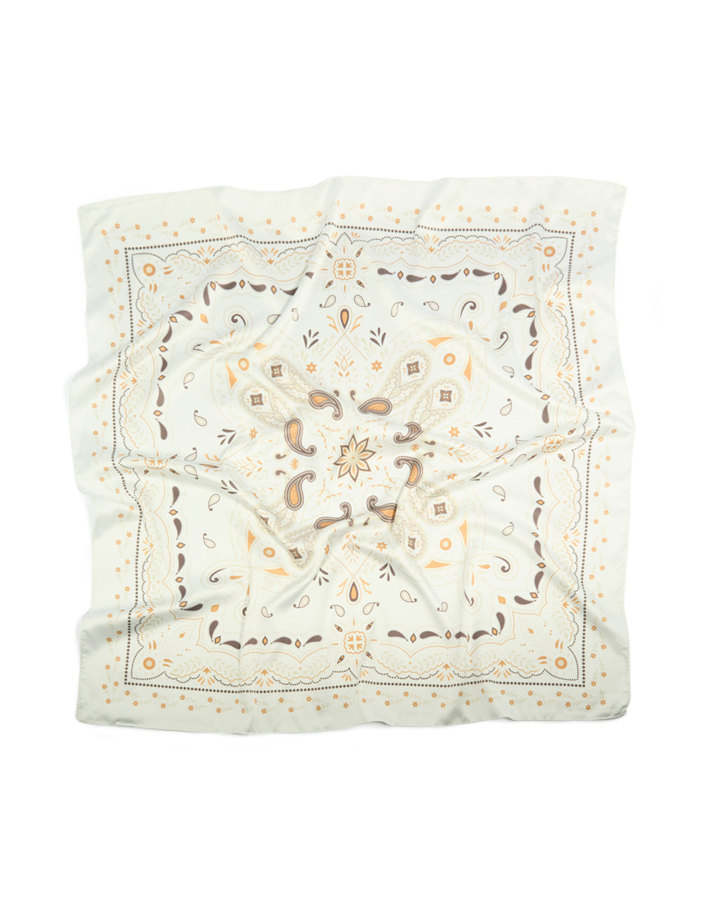Crafted with paisley print in ivory, brown, and peachpuff side view
