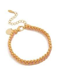 Waterproof Gold Plated Stainless Steel Purple Thread Yarn Bracelet - link has visual effect only