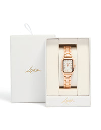 Rose Gold Plated Rectangle Roman Numeral Watch - link has visual effect only