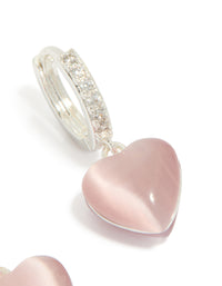 Silver Plated Pave Cubic Zirconia Heart Drop Huggie Earrings - link has visual effect only