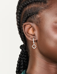 Silver Plated Cubic Zirconia Flower Huggie Drop Earrings - link has visual effect only