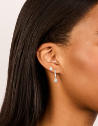 Silver Plated Cubic Zirconia Hoop & Stud Earrings 2-Pack - link has visual effect only