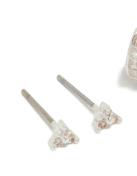 Silver Plated Cubic Zirconia Trio Stud & Huggie Earrings 2-Pack - link has visual effect only