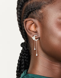 Silver Plated Cubic Zirconia Moon & Butterfly Drop Earrings - link has visual effect only