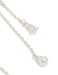 Silver Plated Cubic Zirconia Moon & Butterfly Drop Earrings - link has visual effect only