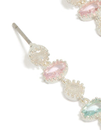 Silver Plated Pink & Blue Cubic Zirconia Oval & Round Stone Drop Earrings - link has visual effect only
