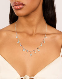 Silver Plated Cubic Zirconia Teardrop Charms Necklace - link has visual effect only