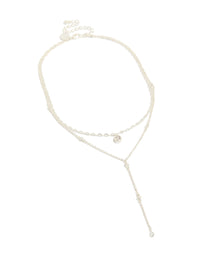 Silver Plated Cubic Zirconia Layered Y-Necklace - link has visual effect only