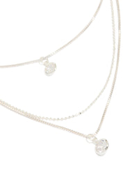 Silver Plated Cubic Zirconia Round Triple Layered Drop Necklace - link has visual effect only