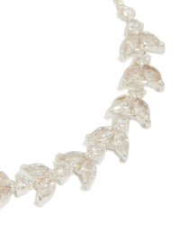 Silver Plated Cubic Zirconia Vine Leaf Toggle Bracelet - link has visual effect only