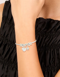 Silver Plated Diamante Heart Rondell Charms Toggle Bracelet - link has visual effect only